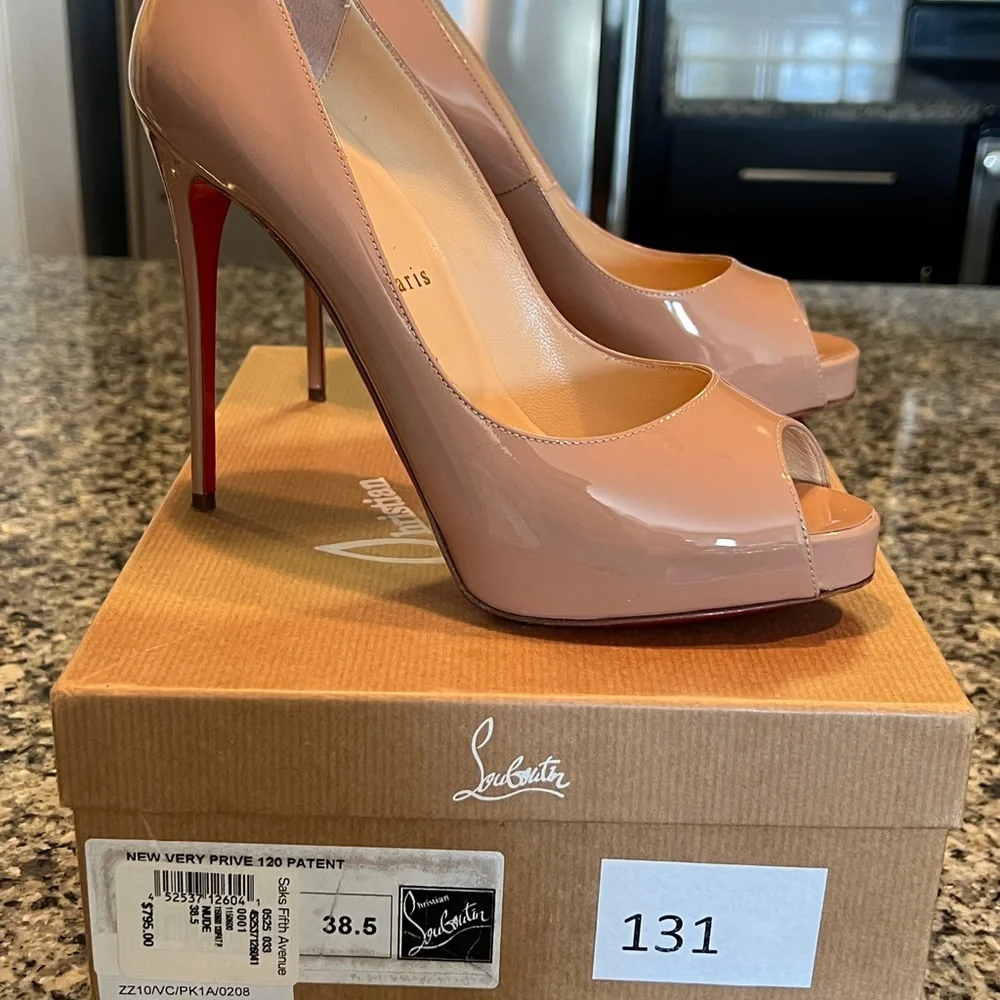 Christian Louboutin Beige and Red Stiletto Heels - Picture 8 of 10